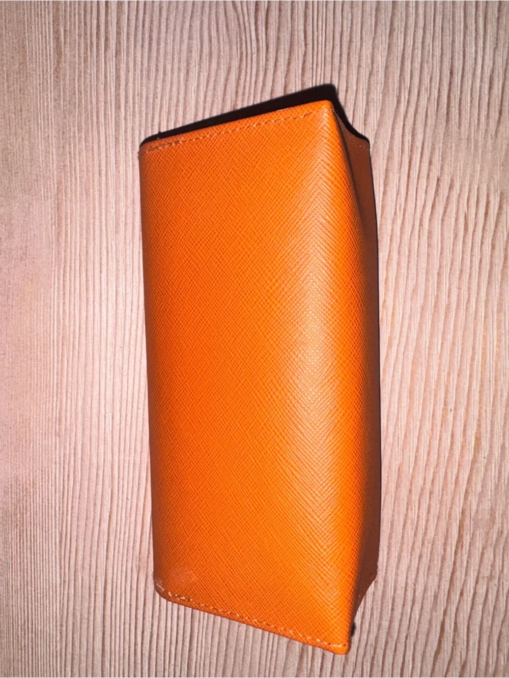 Tory Burch Orange Saffiano Sunglasses Case with Gold Logo